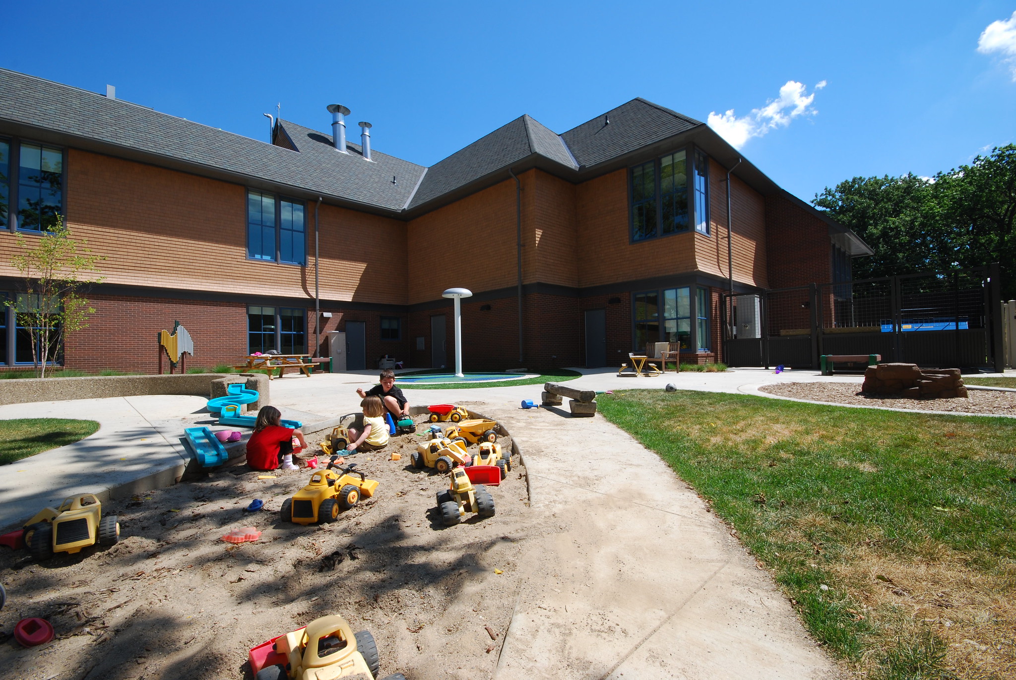 Children playing outside a child care center in Ann Arbor, Michigan